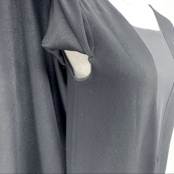 New Maje Decoller cape poncho high neck semisheer lace insert trapeze minidress - Picture 11 of 16